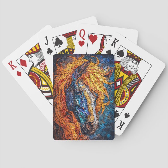 Stained Glass Horse Design Playing Cards (Back)