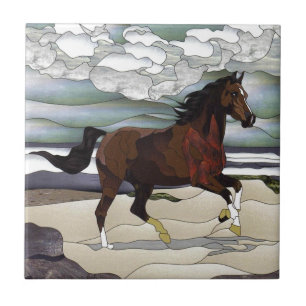 Stained glass horse tile