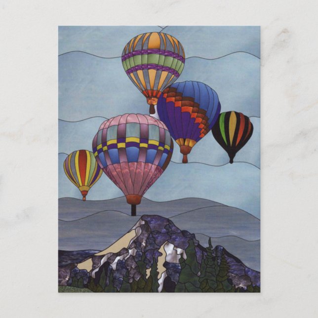 Stained glass hot air balloons postcard (Front)