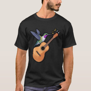 Stained Glass Hummingbird with Guitar Art T-Shirt