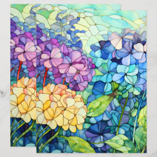 Stained Glass hydrangea flowers decoupage tissue 