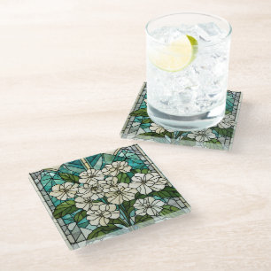 Stained Glass Hydrangea Illustration  Coaster