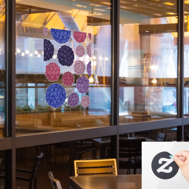 Stained glass Hydrangeas Window Cling (Restaurant Window)