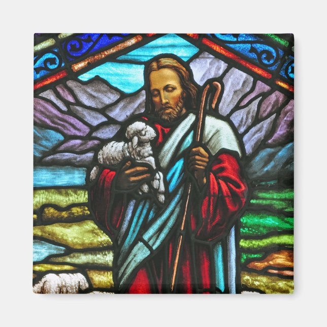 Stained glass image of Jesus magnet (Front)