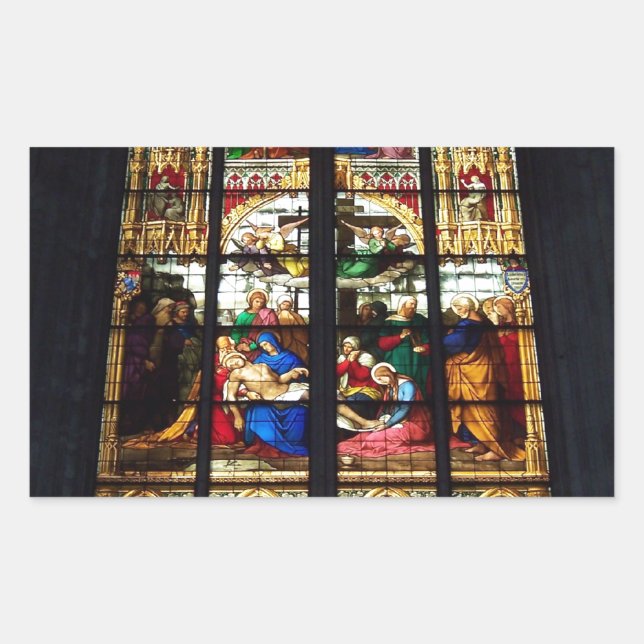 Stained-glass image rectangular sticker (Front)