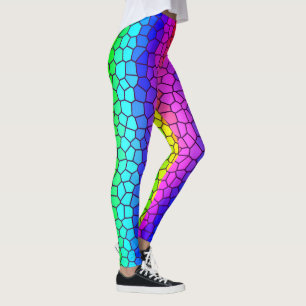 Stained Glass Inspired Rainbow Colour Leggings