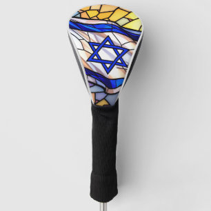 Stained Glass Israel Flag Mosaic Judaica Art  Golf Head Cover