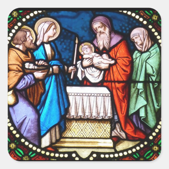 Stained Glass Jesus Christ Christmas Sticker (Front)