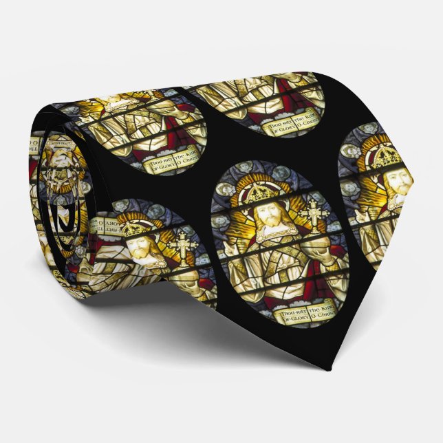 Stained Glass Jesus Christ King Catholic Tie (Rolled)