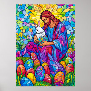 Stained Glass Jesus Christian Easter Poster