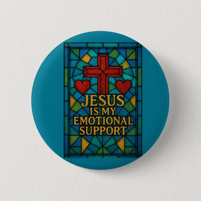 Stained Glass Jesus Christian Gift 6 Cm Round Badge (Front)
