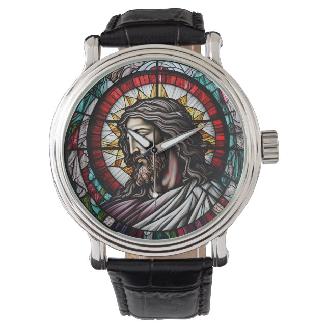 Stained Glass Jesus Design Wrist Watch (Front)