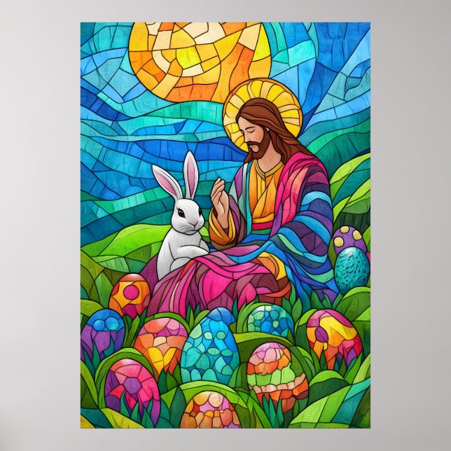 Stained Glass Jesus Easter Wall Art (Front)