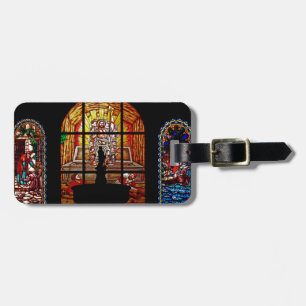 stained glass jesus luggage tag
