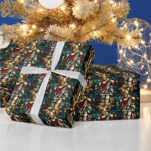 Stained Glass Jesus Praying In The Wilderness  Wrapping Paper