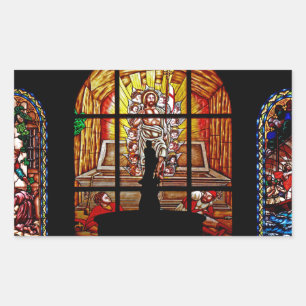 stained glass jesus rectangular sticker