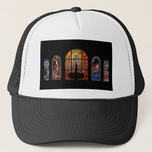 stained glass jesus trucker hat (Front)