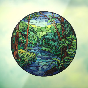 Stained Glass Jungle River Round