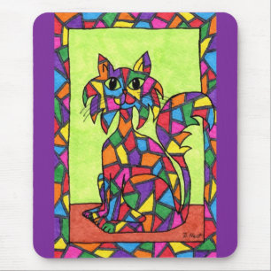 Stained Glass Kitty Mouse Pad