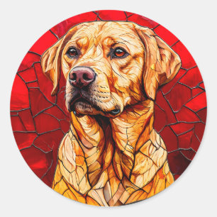Stained glass labrador classic round sticker
