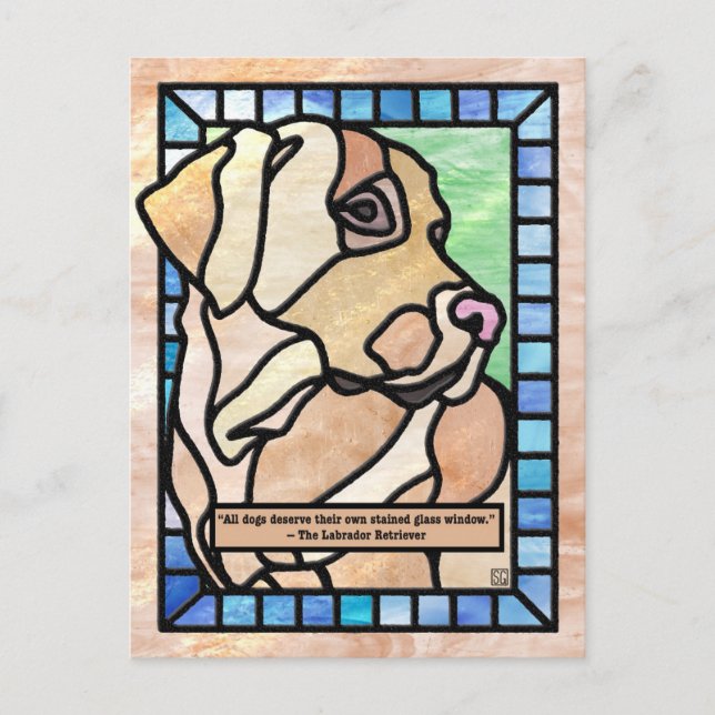 Stained Glass Labrador Retriever Dog Postcards (Front)