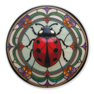 Stained Glass Ladybug Ceramic Knob
