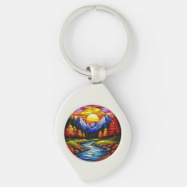 Stained Glass Landscape Key Ring (Front)