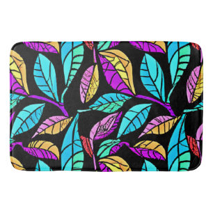 Stained Glass Leaves Design Bath Mat