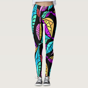 Stained Glass Leaves Design Leggings