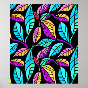 Stained Glass Leaves Design Poster