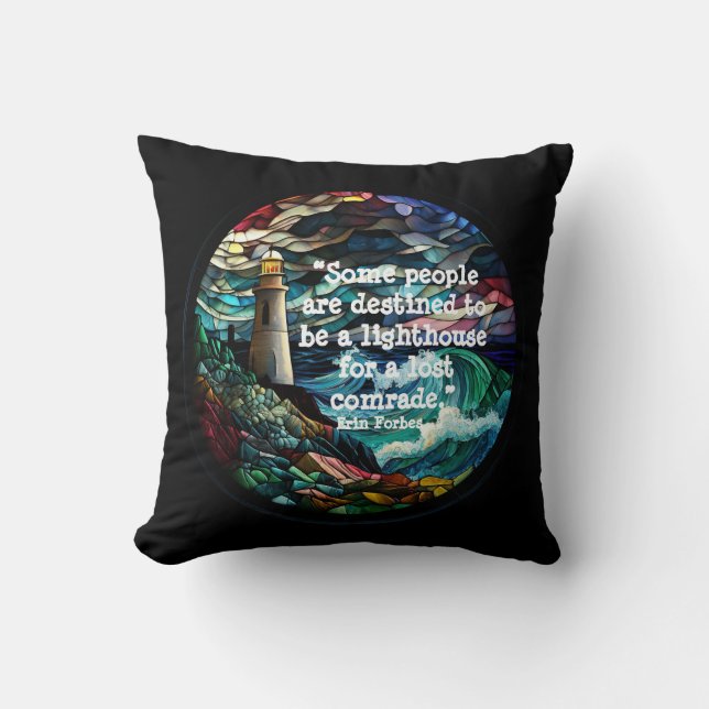 Stained Glass Lighthouse Cushion (Front)