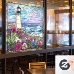 Stained Glass Lighthouse Window Cling