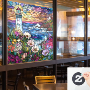 Stained Glass Lighthouse Window Cling