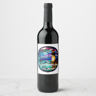 Stained Glass Lighthouse Wine Label