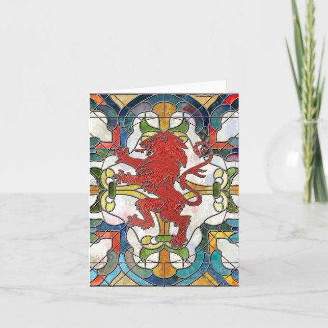 Stained Glass Lion Crest Card (Front)