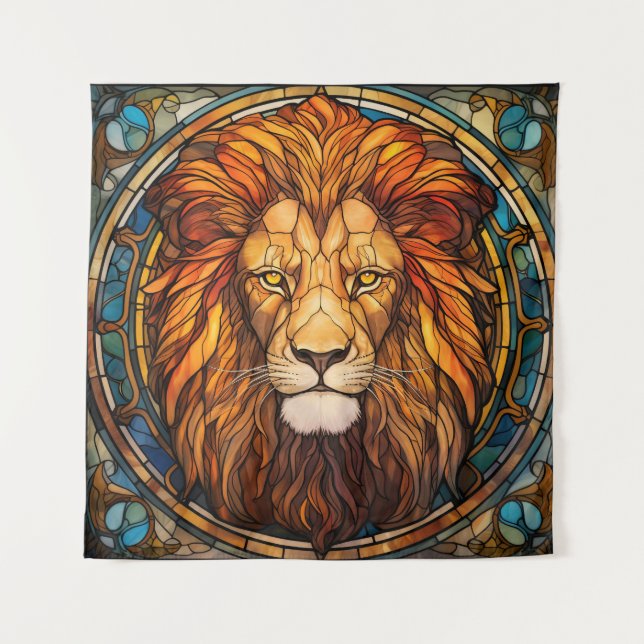 Stained Glass Lion Tapestry (Front)