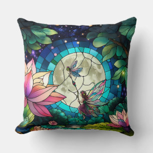 Stained Glass Little Fairy With Dragonfly Cushion