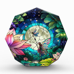 Stained Glass Little Fairy With Dragonfly Photo Block