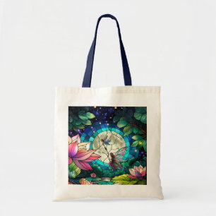 Stained Glass Little Fairy With Dragonfly Tote Bag
