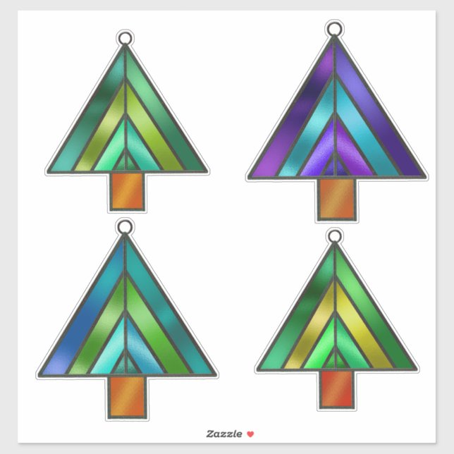 Stained Glass Look Christmas Trees Ornaments (Sheet)
