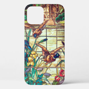 Stained glass look mallard ducks vintage nature iPhone 12 case
