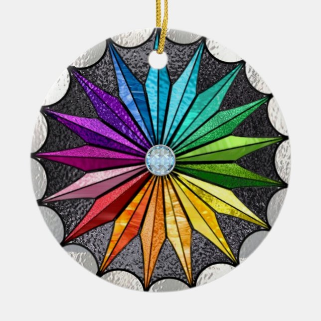Stained Glass Look - SRF Ceramic Tree Decoration (Front)