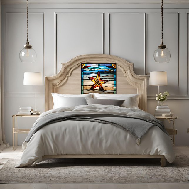 Stained Glass Look Starfish Peel and Stick Wallpap Wallpaper (Creator Uploaded)