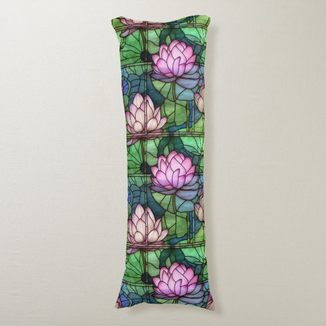 Stained Glass Lotus Body Pillow (Front Vertical)