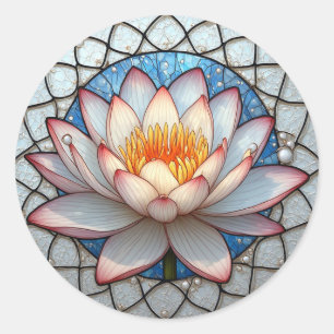 Stained Glass Lotus For Nature Lovers Classic Round Sticker
