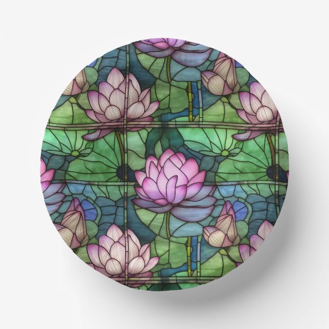 Stained Glass Lotus Paper Bowls Plate (Front)