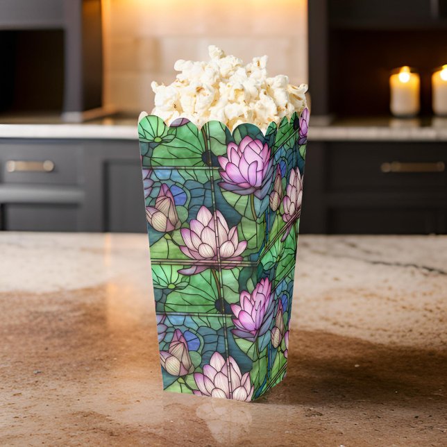 Stained Glass Lotus Popcorn Favour Boxes (Add charm to your event with Stained Glass Lotus Popcorn Favor Boxes! 🎉 )
