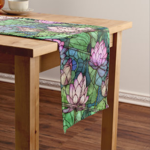 Stained Glass Lotus Table Runner