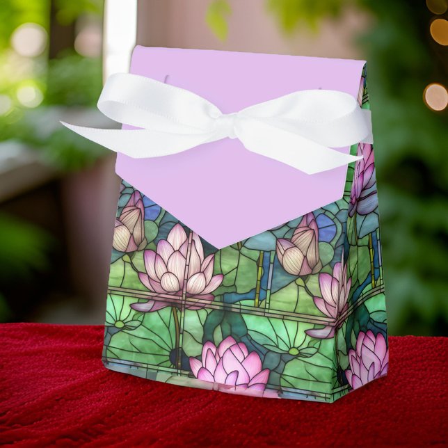 Stained Glass Lotus Tent-styled Favour Boxes (Stained Glass Lotus tent-styled Favor Boxes! 🌸 Perfect for #weddings #parties 🎁 Add elegance!)