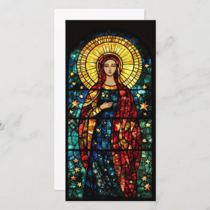 Stained Glass Madonna Flat Holiday Card
